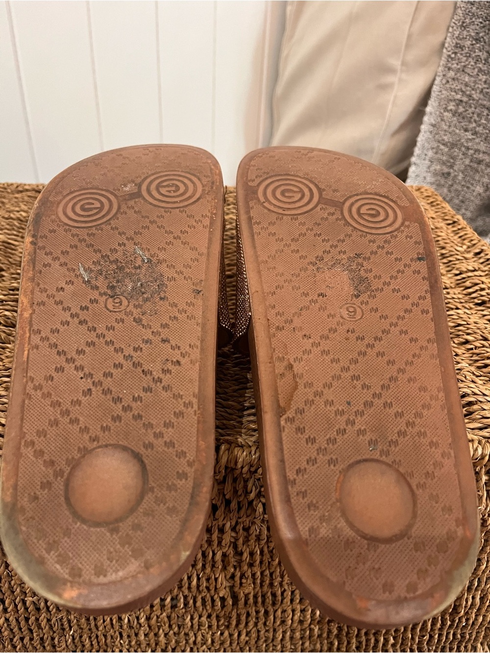 Call It Spring Rose Gold Rhinestone Slide Sandals - Picture 7 of 10